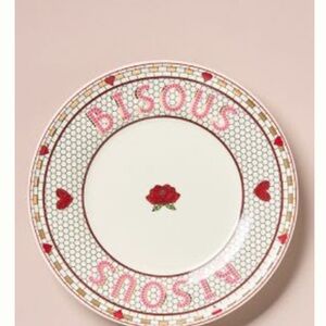 Decorative Plate with Red Rose and Hearts